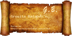 Grosits Balabán névjegykártya